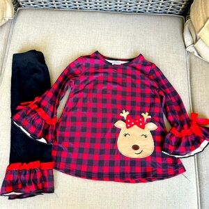 Christmas, 2-Piece Outfit, Buffalo Plaid, Size Small